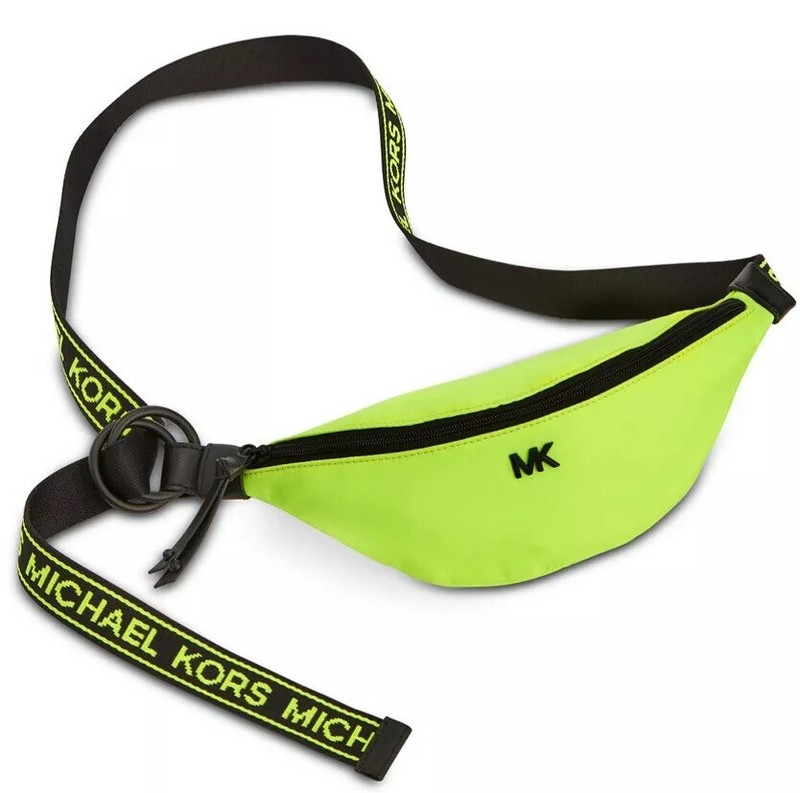 New Michael Kors sport belt nylon spot clean athletic bag neon yellow black