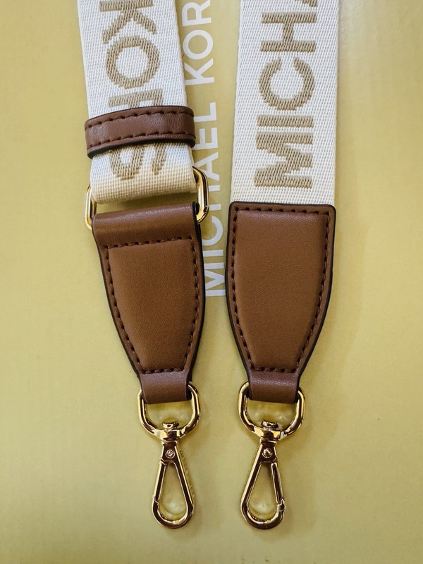 49” Michael Kors Gold / Luggage Brown Canvas Handbag Shoulder Crossbody Strap