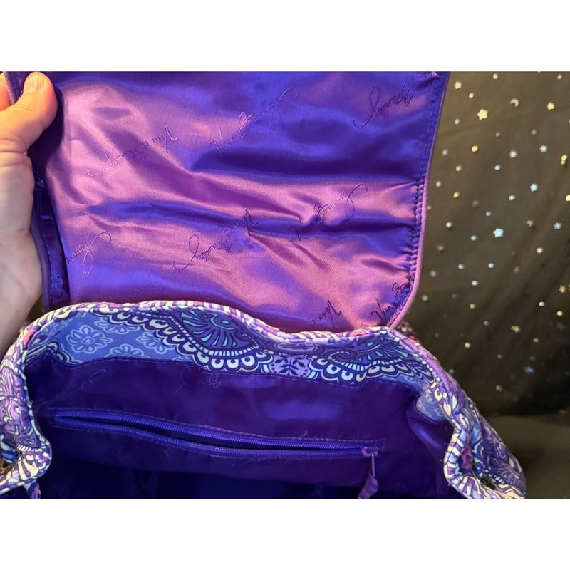 Vera Bradley Lilac Tapestry Drawstring Backpack Retired 2016 gallery