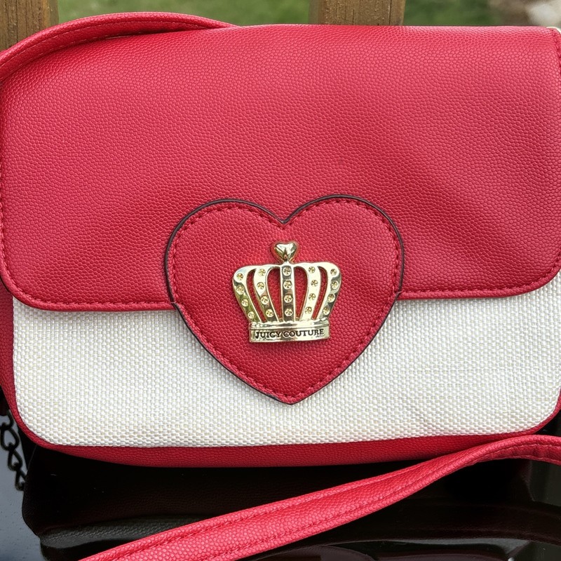 JUICY COUTURE New Queens Gold Crown Red Ivory Crossbody Purse Bag
