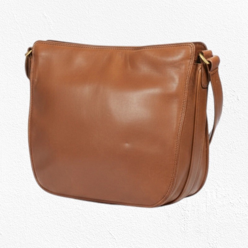 Vintage 1980s Plinio Visona Cognac Brown Leather Hudson’s Crossbody Bag NWT