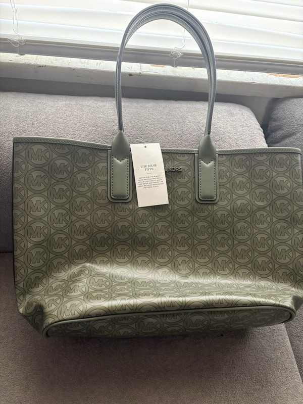Michael Kors Jodie Large Tote Purse Jacquard Army Green Brand New With Tags 16”
