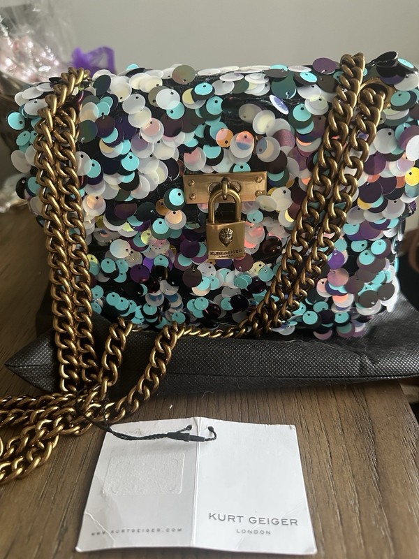Kurt Geiger NWT The Brixton Multicolor Iridescent Sequin Crossbody Bag