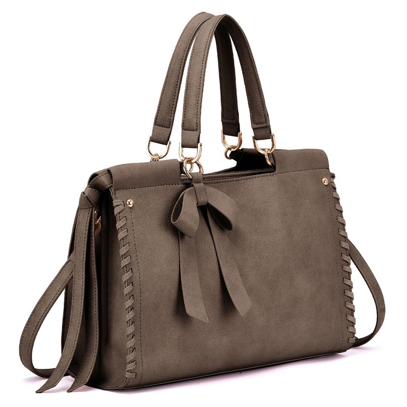 Mellow World Cosette Whipstitch Accented Satchel Taupe gallery