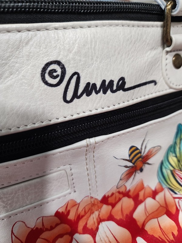 Anuschka hand-painted satchel featuring a colorful floral melody design gallery