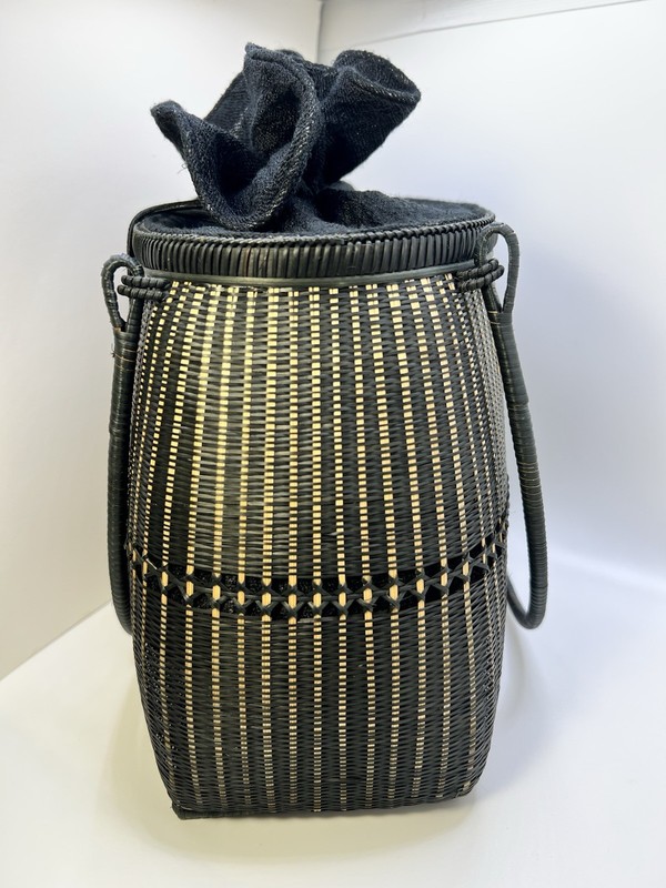 Angthong's Handmade Rattan Basket Purse Bag Black Woven Wood Philippines gallery