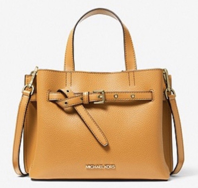 MICHAEL KORS Emilia Small Pebbled Leather Satchel In Unique Cider Color