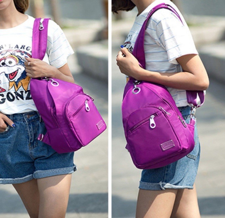 Travel Bag Backpack Outdoor Sports Oxford Cloth Single Double Strap Purple