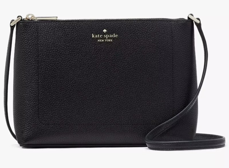 Kate Spade Leila Crossbody Bag Black Pebbled Leather Purse KG464 NWT $299 Retail