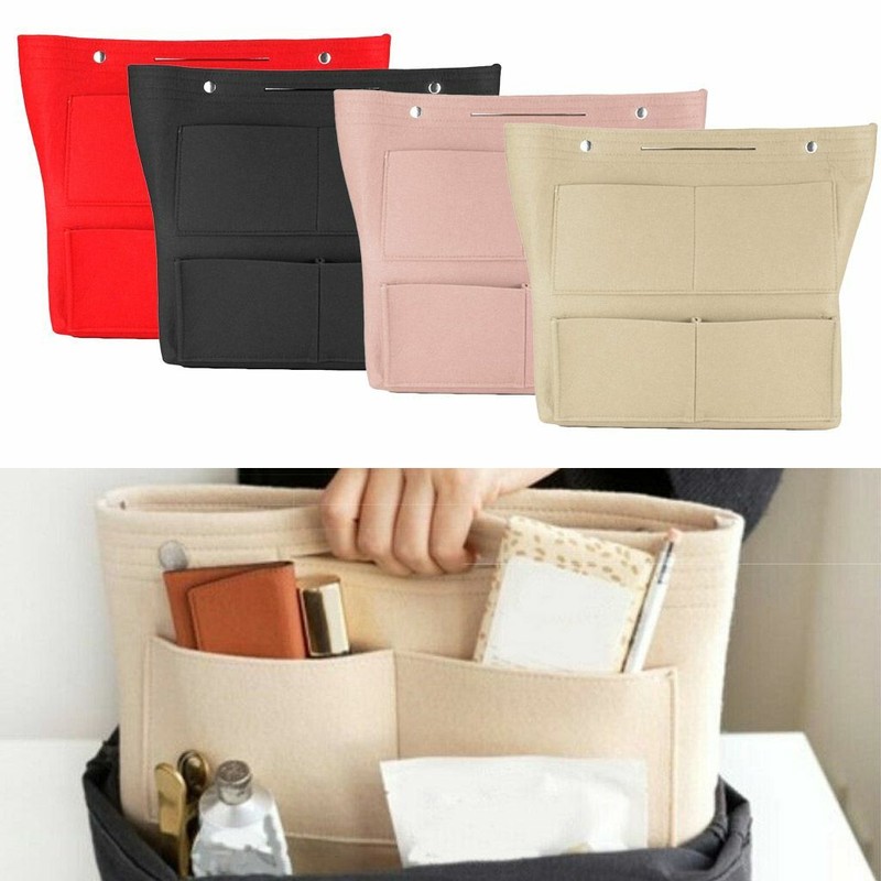 Multi-Pocket Tall Long Insert Bag Felt Purse Handbag Bag Liner Tote Organizer US gallery
