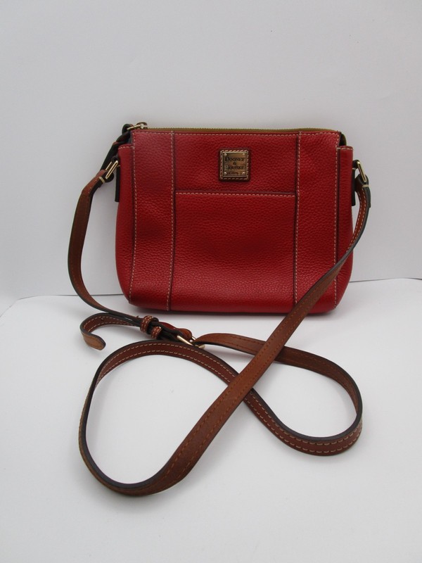DOONEY & BOURKE Designer Red Pebble Leather Lexington PURSE Crossbody Strap