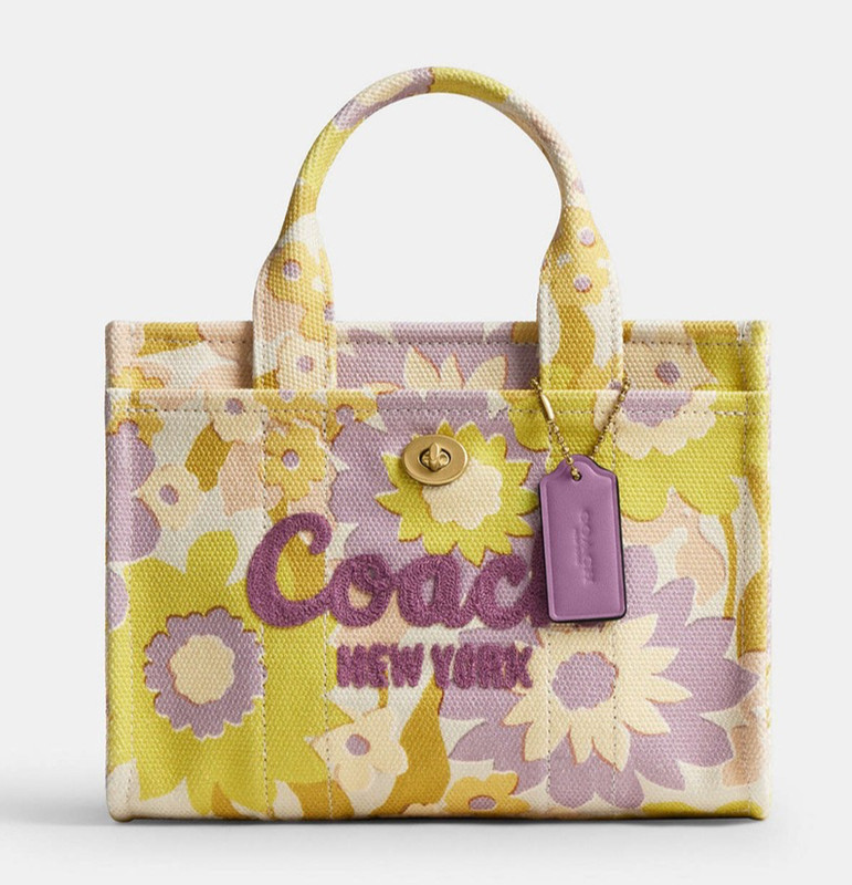 COACH Cargo Tote Bag 20 W/ Floral Print Mini Crossbody ~NWT~ CBJ57 Pink Gold
