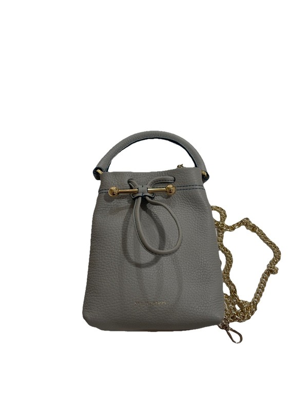 Strathberry Osette Midi Leather Pouch Bag Gray