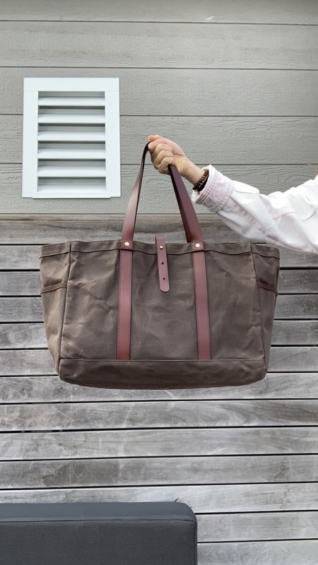 Large shoulder bag with leather handle, multiple pockets with zipper women bag gallery