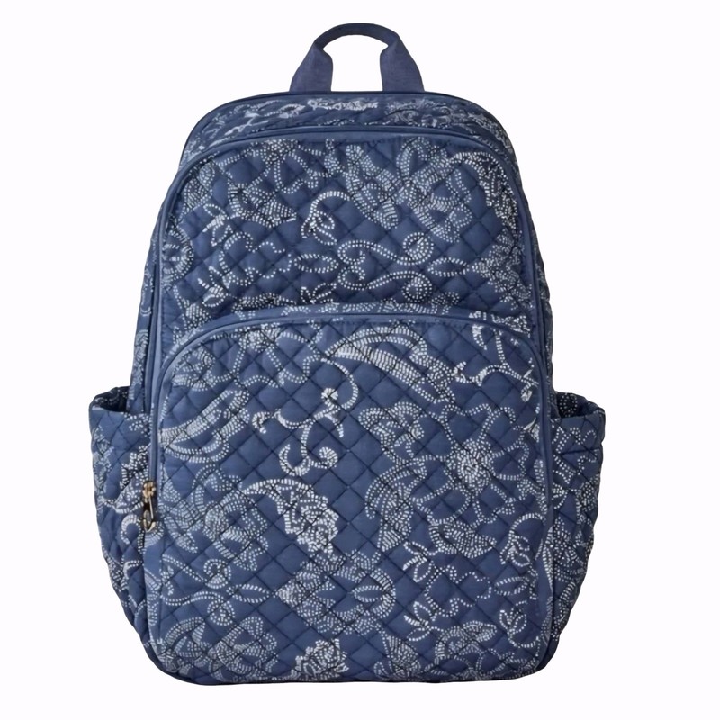 Lightweight Large Quilted Dome Backpack Insulated Fits 12″ Laptop Blue 18″H NWT