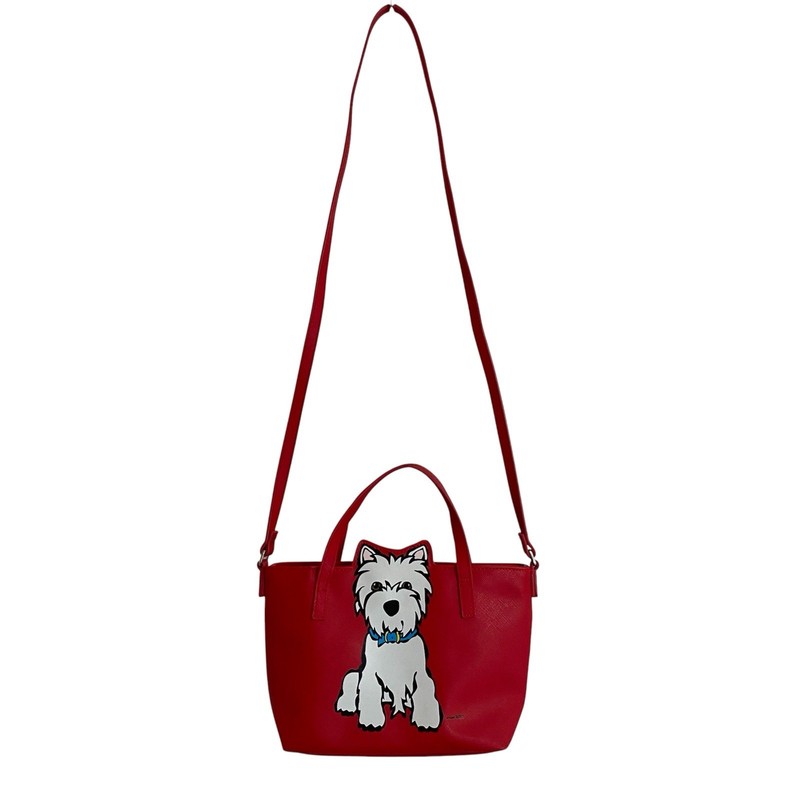 Marc Tetro Red Westie Dog West Highland Terrier Small Tote Crossbody Bag Purse
