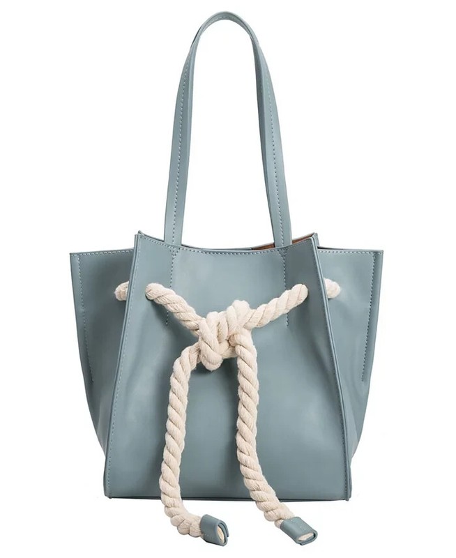 Melie Bianco Monica Mini Structured Top Handle Vegan Tote Shoulder Bag Blue NWT
