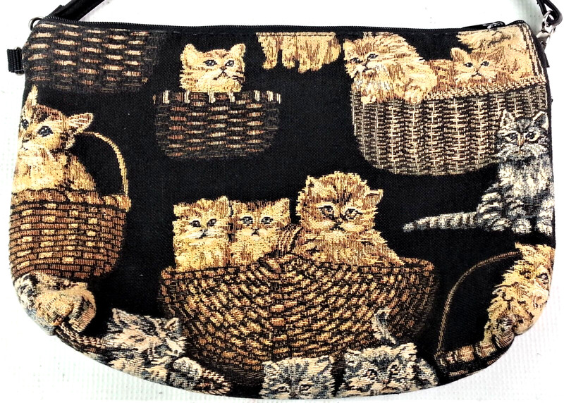 Danny K Beverly Hills Fabric Purse Kittens in Baskets Crossbody Bag Made in USA