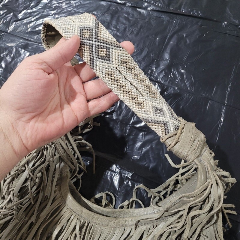 Bolso Sin Marca Grey Syra Carus (Mexico Artist) Fringe Western Purse/Bag Vintage gallery