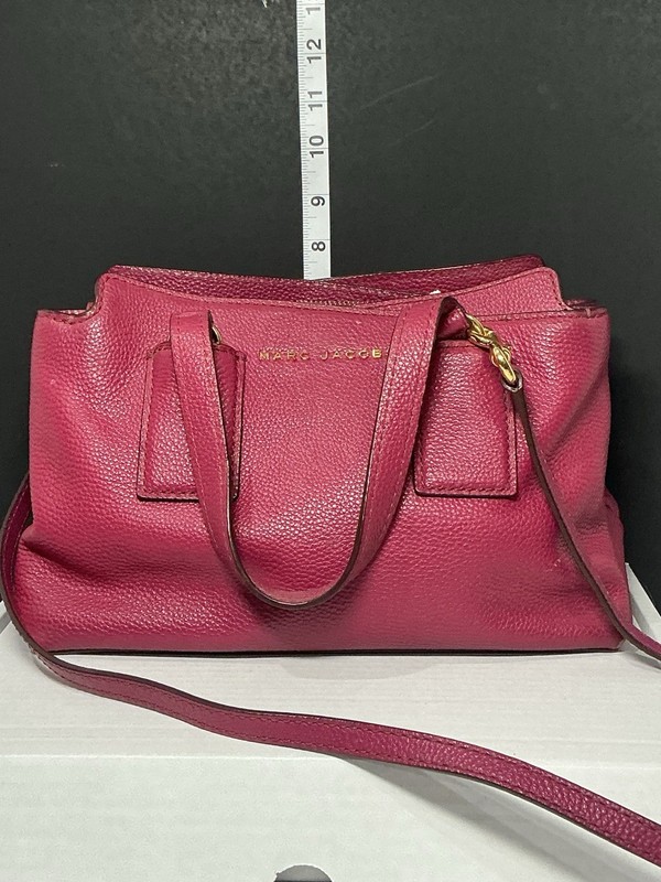 Marc Jacobs Pink Pebbled Leather Crossbody Satchel Tote Bag Gold Hardware