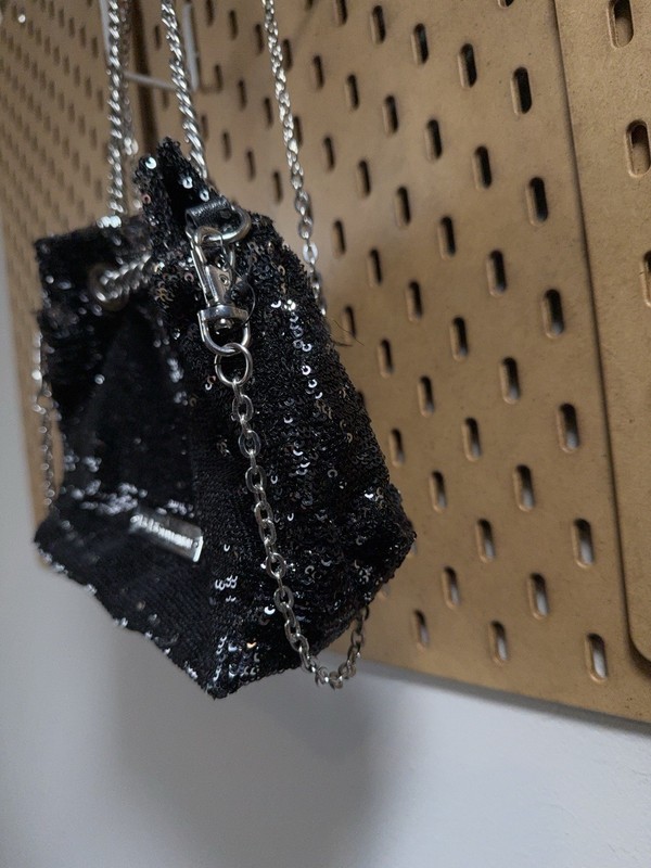 BCBGeneration Black Sequin Small Shoulder Bag Chain Strap Detachable Snap gallery