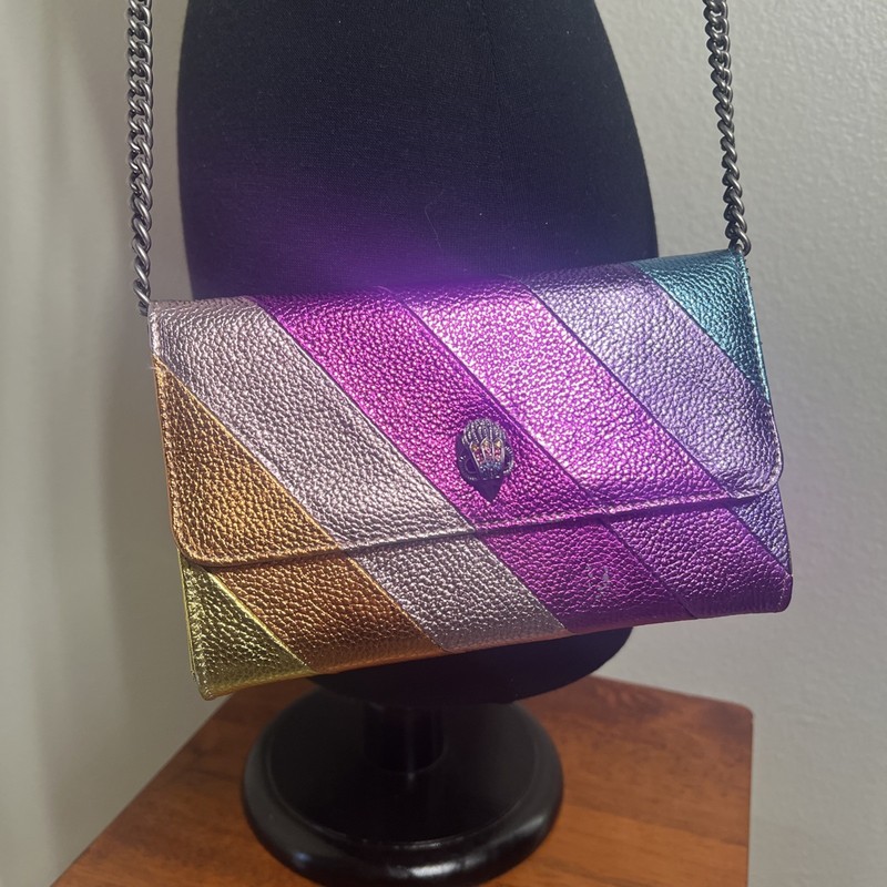 Kurt Geiger London Kensington Metallic Rainbow Leather Crossbody Perfect NWT