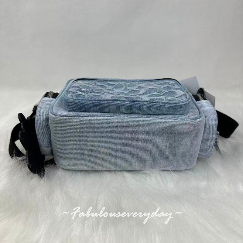 Coach Men's Fletcher Crossbody Bag In Loved Signature Denim Light Indigo CEA06 gallery