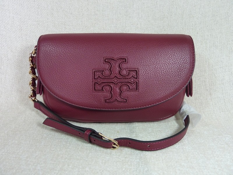 NEW Tory Burch Dark Merlot Leather Harper Cross Body Bag $325