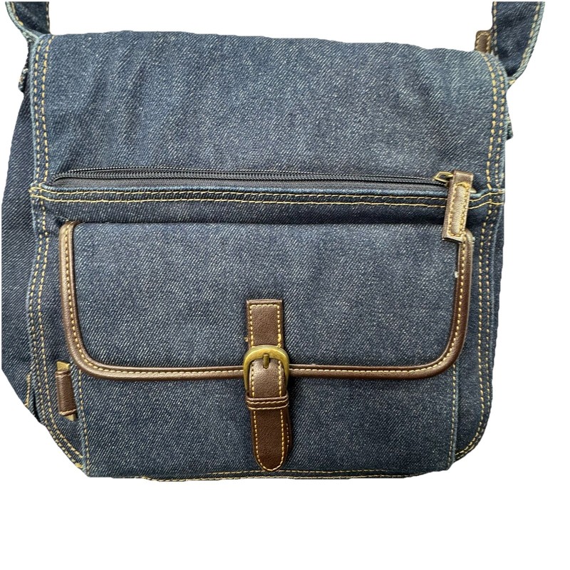 Vtg Y2K Faded Glory Denim Shoulder Bag 5 Pocket Purse Dark Blue Jean Color Retro