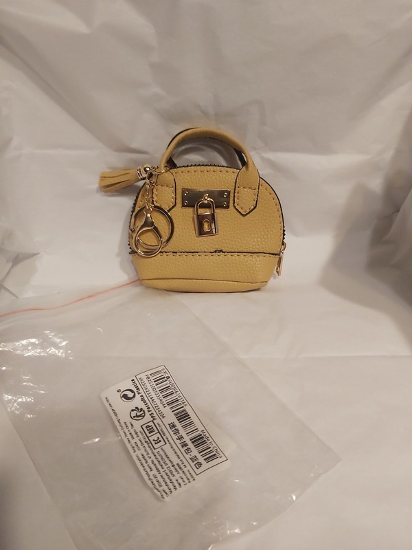 New Tan Faux Leather Mini Key Chain Handbag Charm