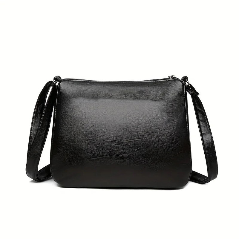 Women Crossbody Mom Bag PU Leather Large Capacity Multi-Pocket Shoulder Black gallery