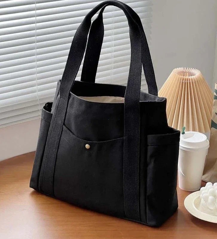 Stylish Large Canvas Tote Bag for Work, College & Daily Use - Women's Shoulder gallery