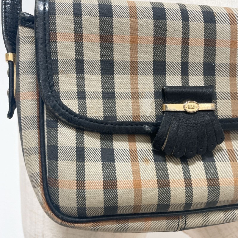 DAKS Checked Shoulder Crossbody Bag Purse Beige W7xH5xD1inch Retro Vintage USED gallery