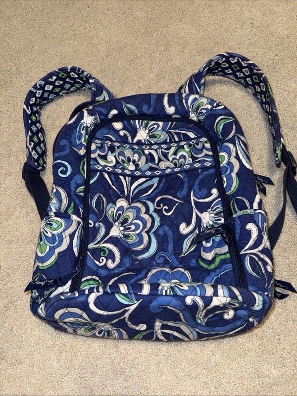 Vera Bradley Backpack Mediterranean Blue Large With Laptop Pocket
