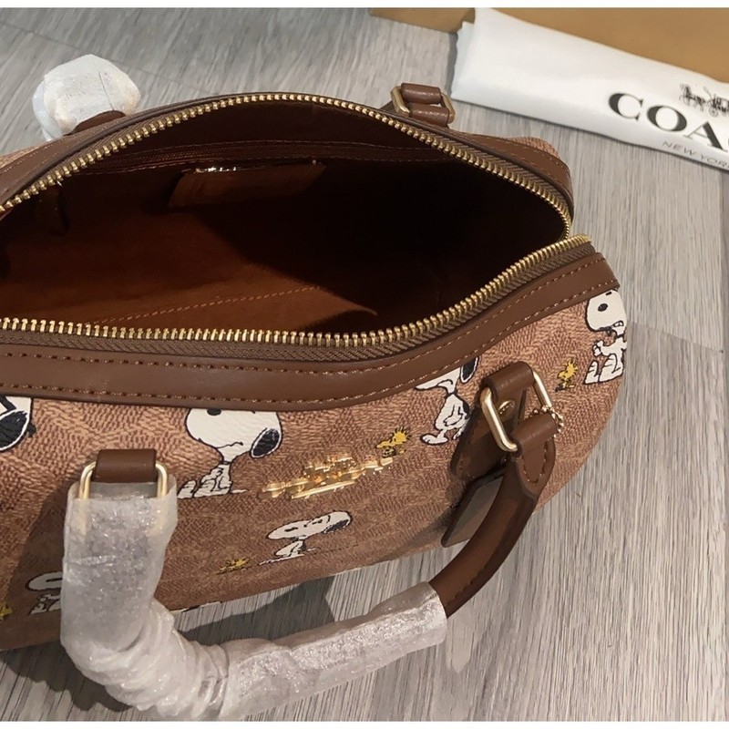 NWT Coach X Peanuts CBM33 Rowan Satchel Bag Signature Canvas Snoopy Print OUTLET gallery
