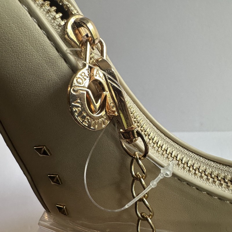 Valentino Orlandi Taupe Vegan Leather Gold Studded Shoulder Bag + Wallet NWT gallery