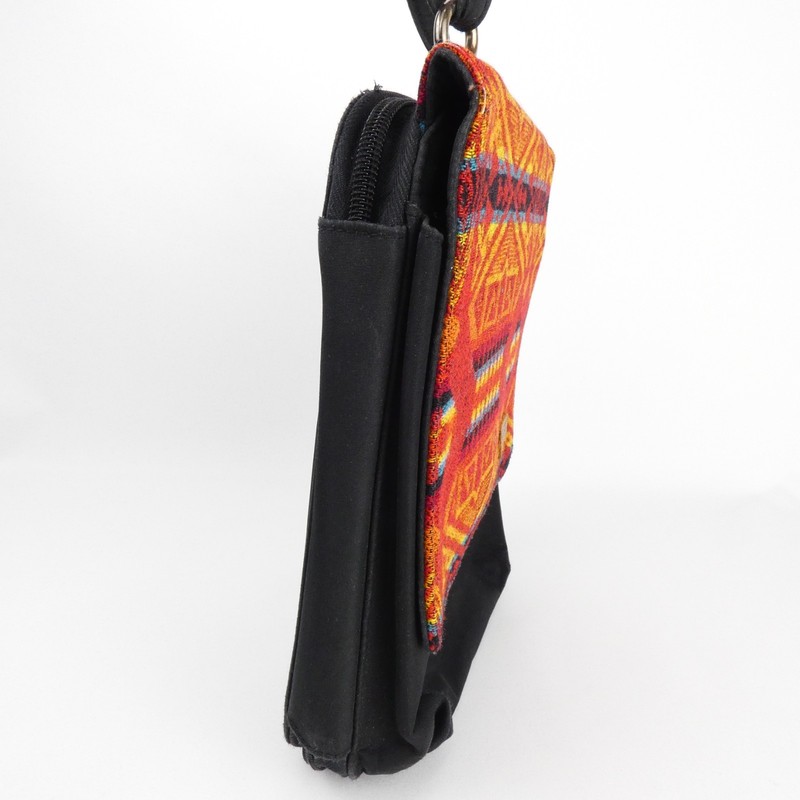 Pendleton Crossbody Bag Purse Red Blk Aztec Native Tribal Wool Front Zip Around gallery