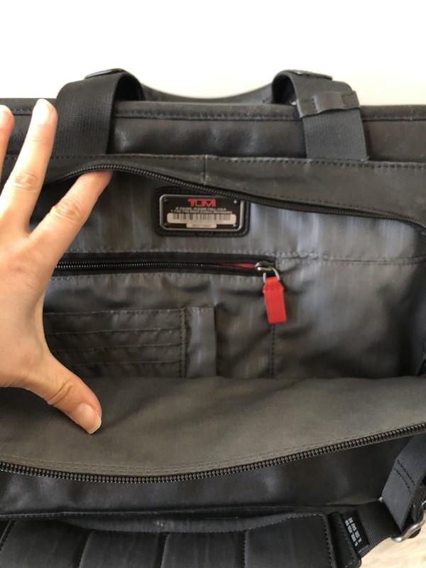 Tumi Sinclair Black All Leather Black Tote Laptop Case Carryon Minimalist Bag gallery