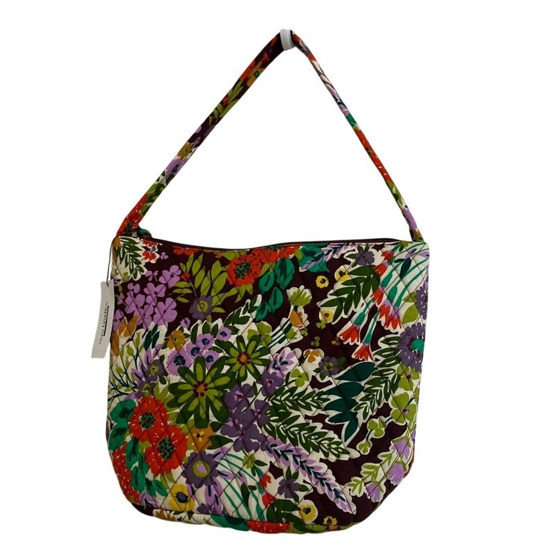 Vera Bradley Slouchy Bucket Shoulder Bag Evening Garden Floral NWT
