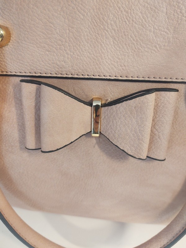 Pink Leather Handbag Large 14" X 9" X 6" Unmarked gallery