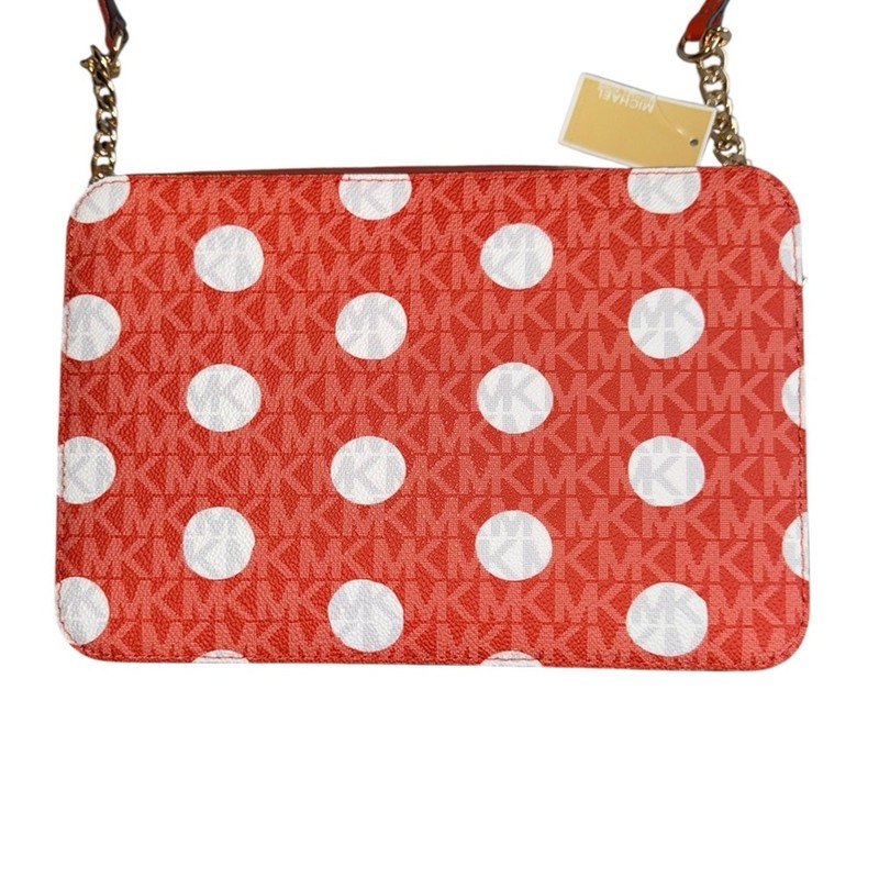 Michael Kors "Red Clay" (more orange) Polka Dot Crossbody Bag NWT gallery
