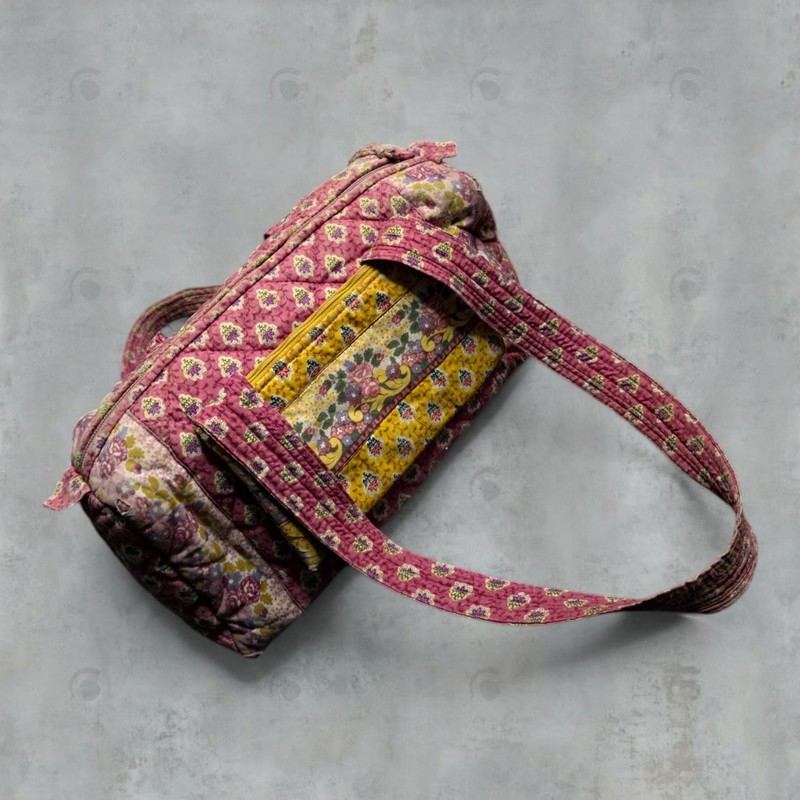 Vintage 1980s Pierre Deux Quilted Shoulder Bag Floral Faded Red Mini Duffle