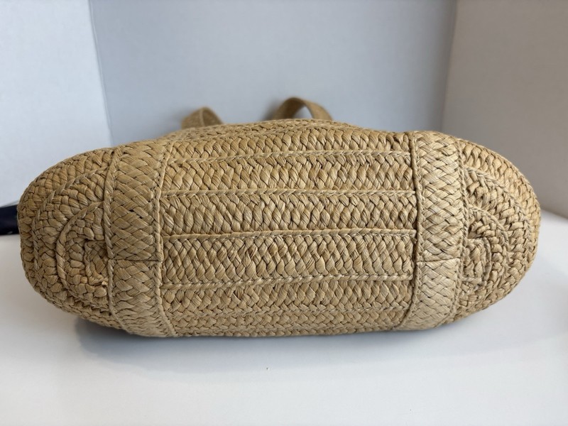Draper James Woven Natural Raffia Handbag Blue Lining Scarf Tie Summer Vacation gallery