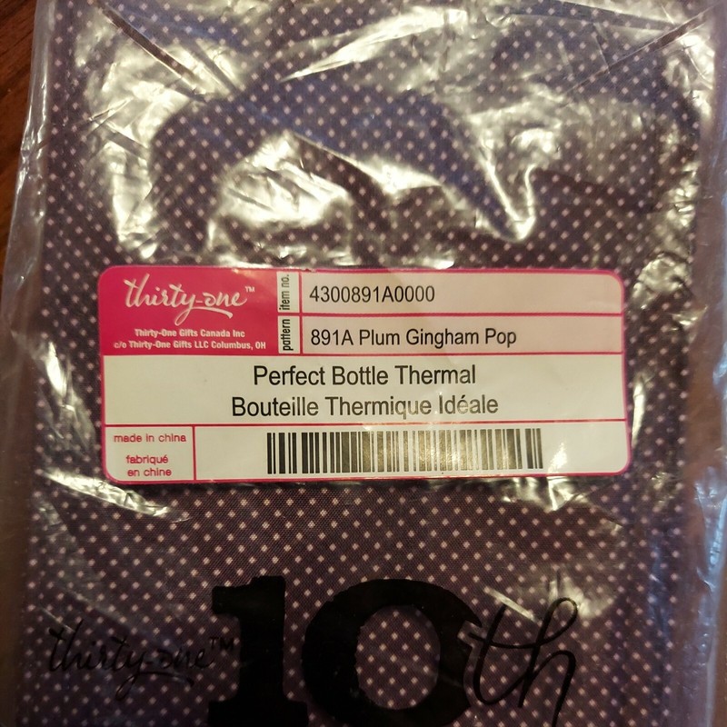 NEW Thirty-one Perfect Bottle Thermal Wine Bag Plum Gingham Pop 891A 10th Ann.