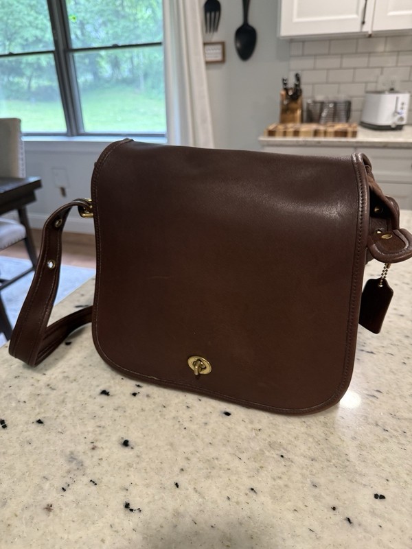 Vintage Coach Stewardess Dark Brown Glove Tanned Leather Bag SN: C3Z-9525