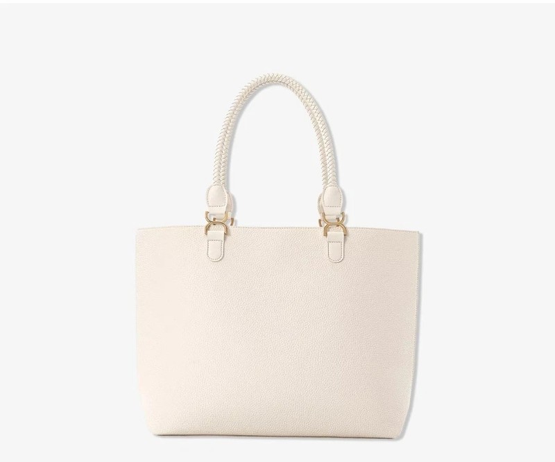 ULTA Beauty Cream Faux Leather Tote Bag Gold Hardware Large Shopper NWT Wrapped
