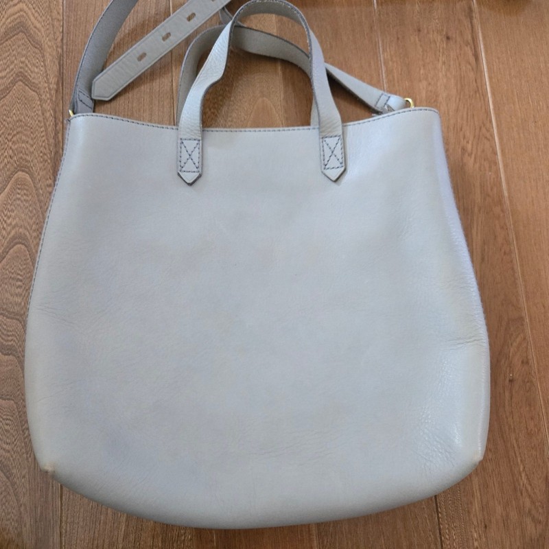 Madewell Zip-Top Small Transport Tote Gray Leather Crossbody Bag J1951 Neutral gallery