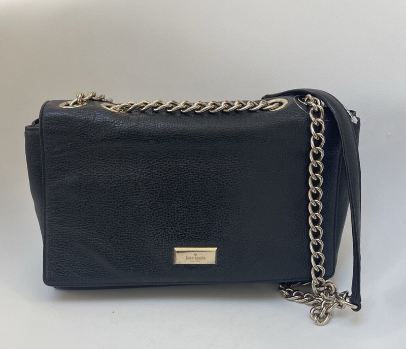 Kate Spade Briar Lane Emelyn Black Leather Chain Shoulder Crossbody 2 Way Bag