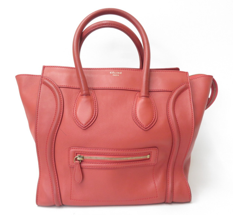 Authentic CELINE Luggage Mini Shopper Leather Hand Bag I#52310