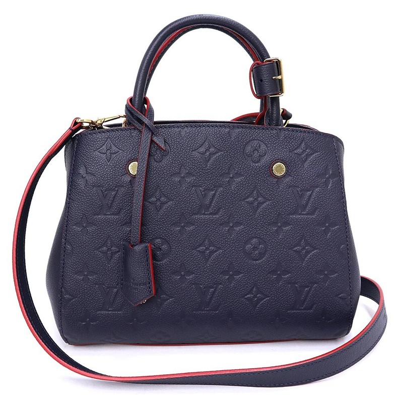 LOUIS VUITTON M42747 Montaigne BB Monogram Empreinte, Marine Rouge Navy Handbag
